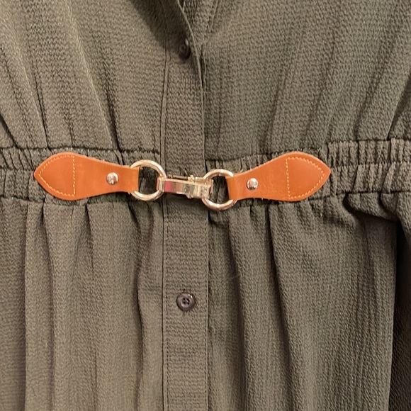 Dark green Indigo Rose Medium button up dress with slip - Picture 3 of 5